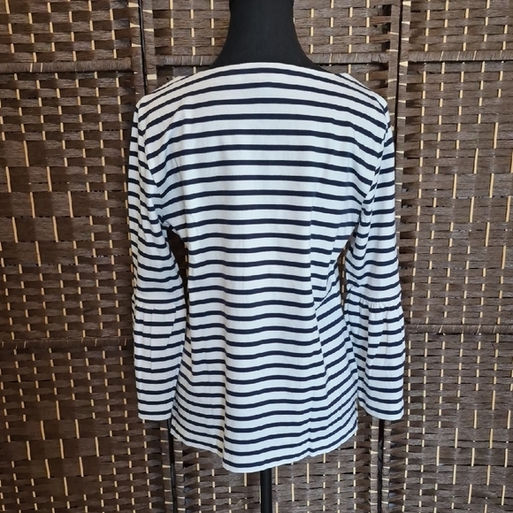 J. Crew Navy and White Striped Long Sleeve Top - Picture 3 of 5